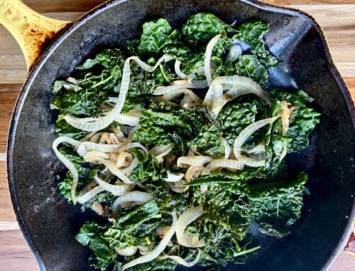 Kale + caramelized onions and crack sauce